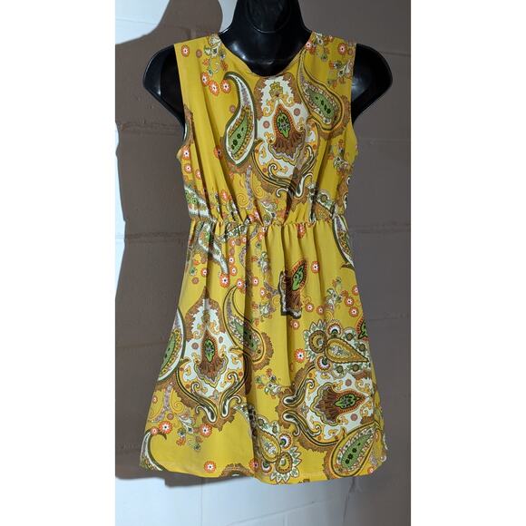 Charlotte Russe Paisley Print Mini Dress Sleeveless V Neck Vintage Y2K Medium - Picture 3 of 5